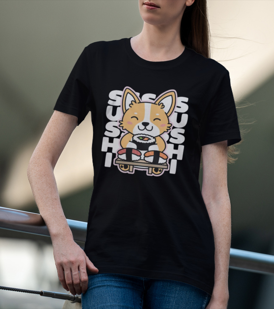 Kawaii Sushi Corgi Cute Anime Dog Japanese Sushi T-Shirt