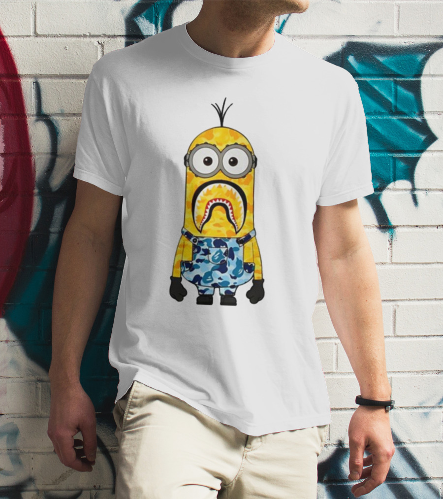 Karl Stealing George’s Minion A Bathing Ape Camo Shark T-Shirt