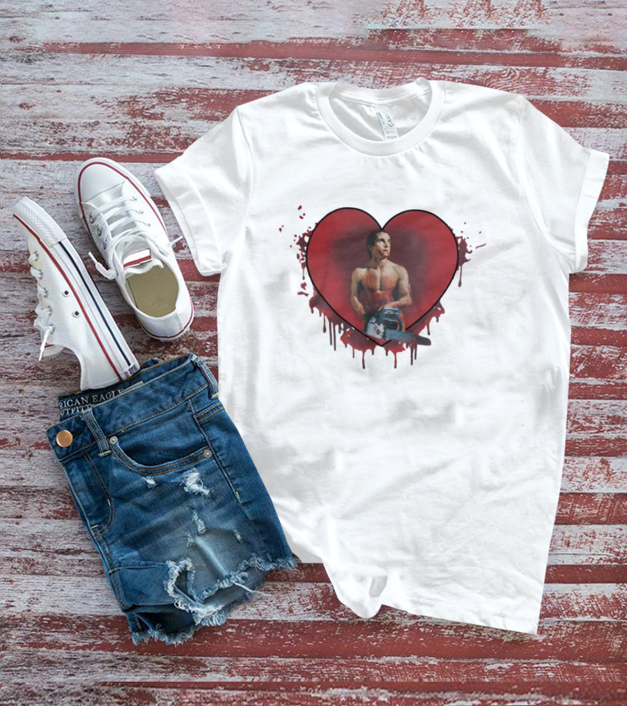 Christian Bale American Psycho Chainsaw Heart T-Shirt