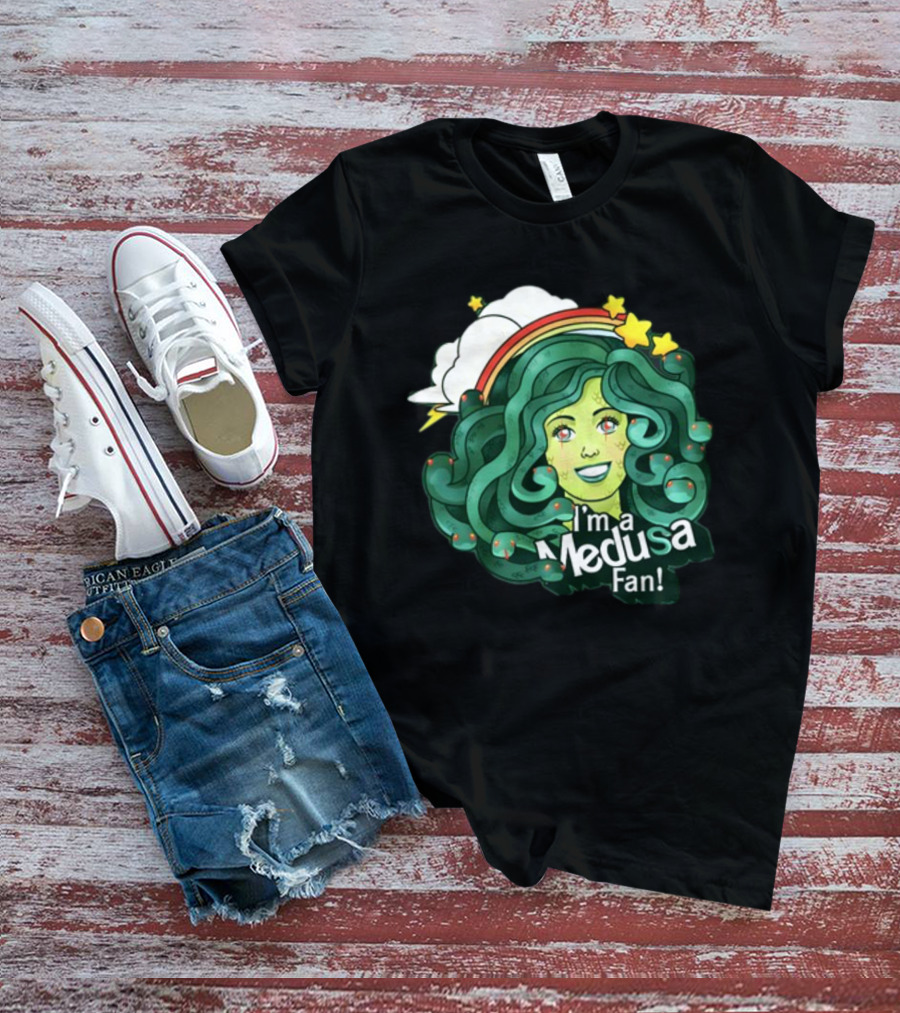 Harebraineddesign I'm A Medusa Fan Rainbow Clouds Stars T-Shirt