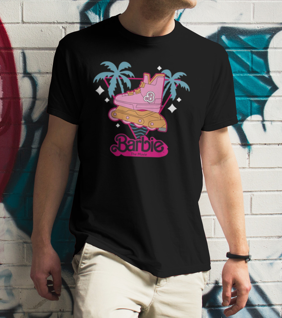 Barbie The Movie Tropical Rollerblade Palm Trees T-Shirt