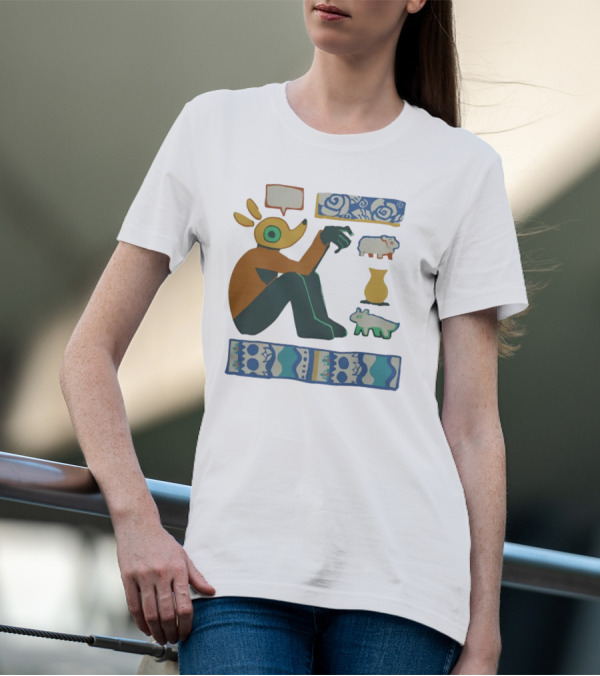 Trickleyt Homunculus Deer Character With Floral And Sheep T-Shirt