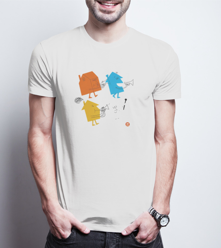 4 Houses Colorful Cartoon Characters T-Shirt