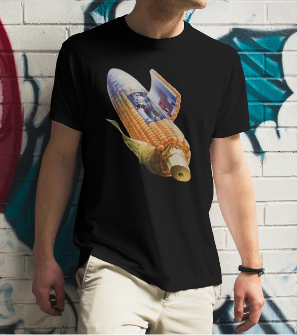 70s Sci-Fi Corn Grass Spacecraft Hybrid T-Shirt