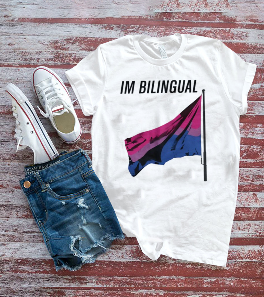 IM Bilingual Flag With Pink Purple And Blue Stripes T-Shirt