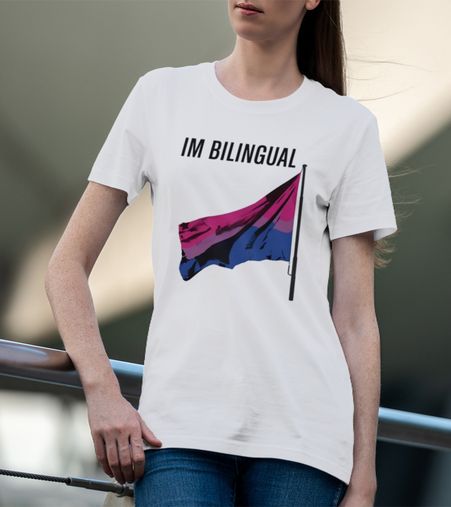 IM Bilingual Flag With Pink Purple And Blue Stripes T-Shirt