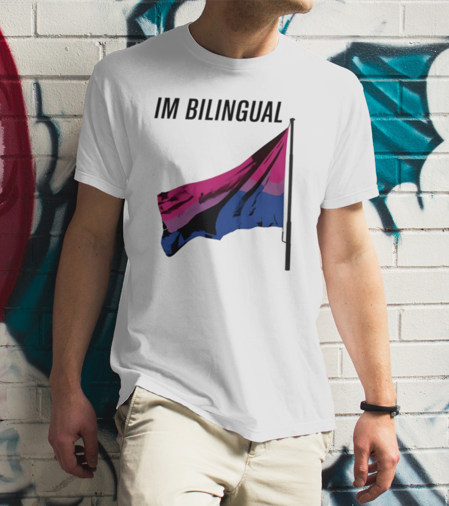 IM Bilingual Flag With Pink Purple And Blue Stripes T-Shirt