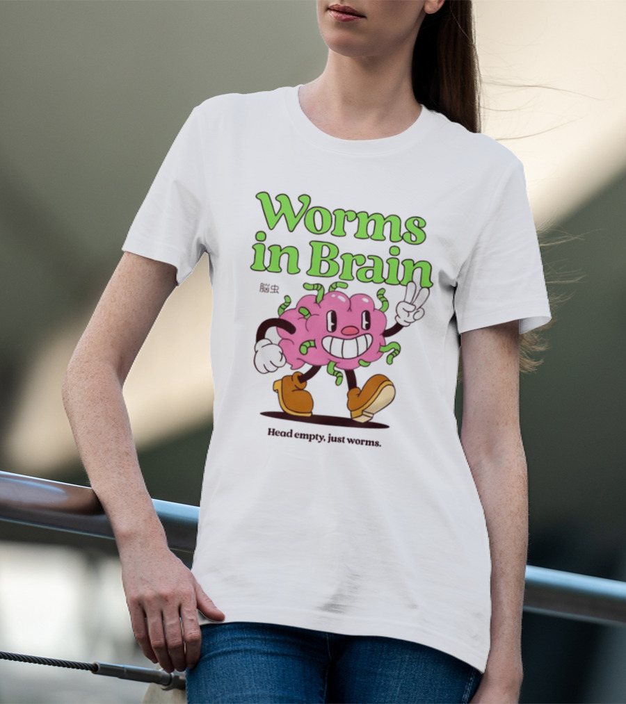 Worms In Brain Head Empty Just Worms Pandershirts Brain Cartoon T-Shirt