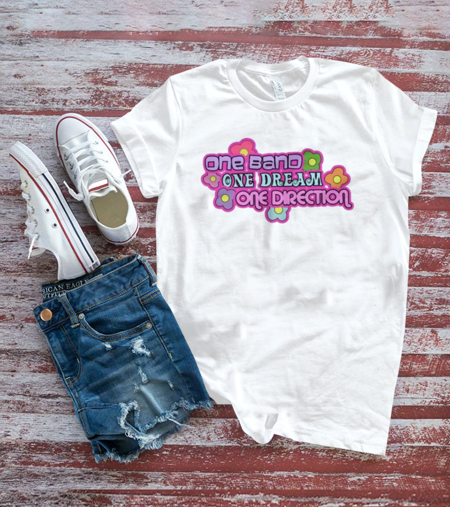 One Band One Dream One Direction Mustardyardpress Flowers T-Shirt