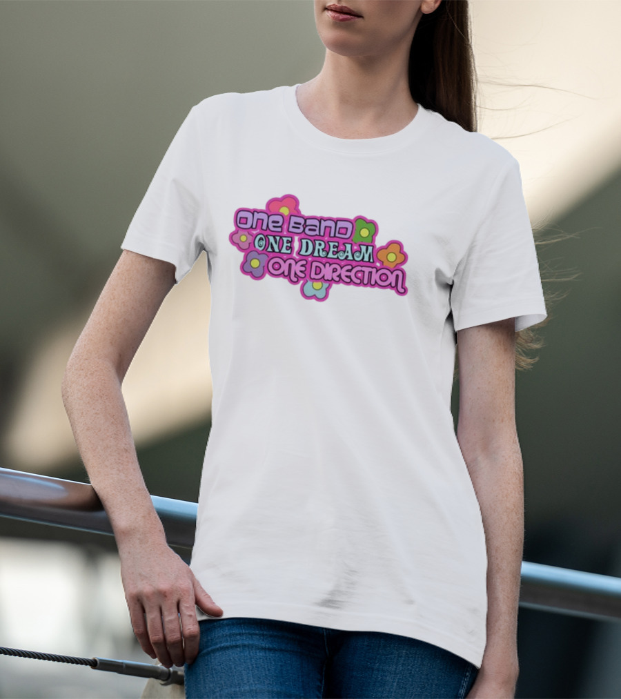 One Band One Dream One Direction Mustardyardpress Flowers T-Shirt