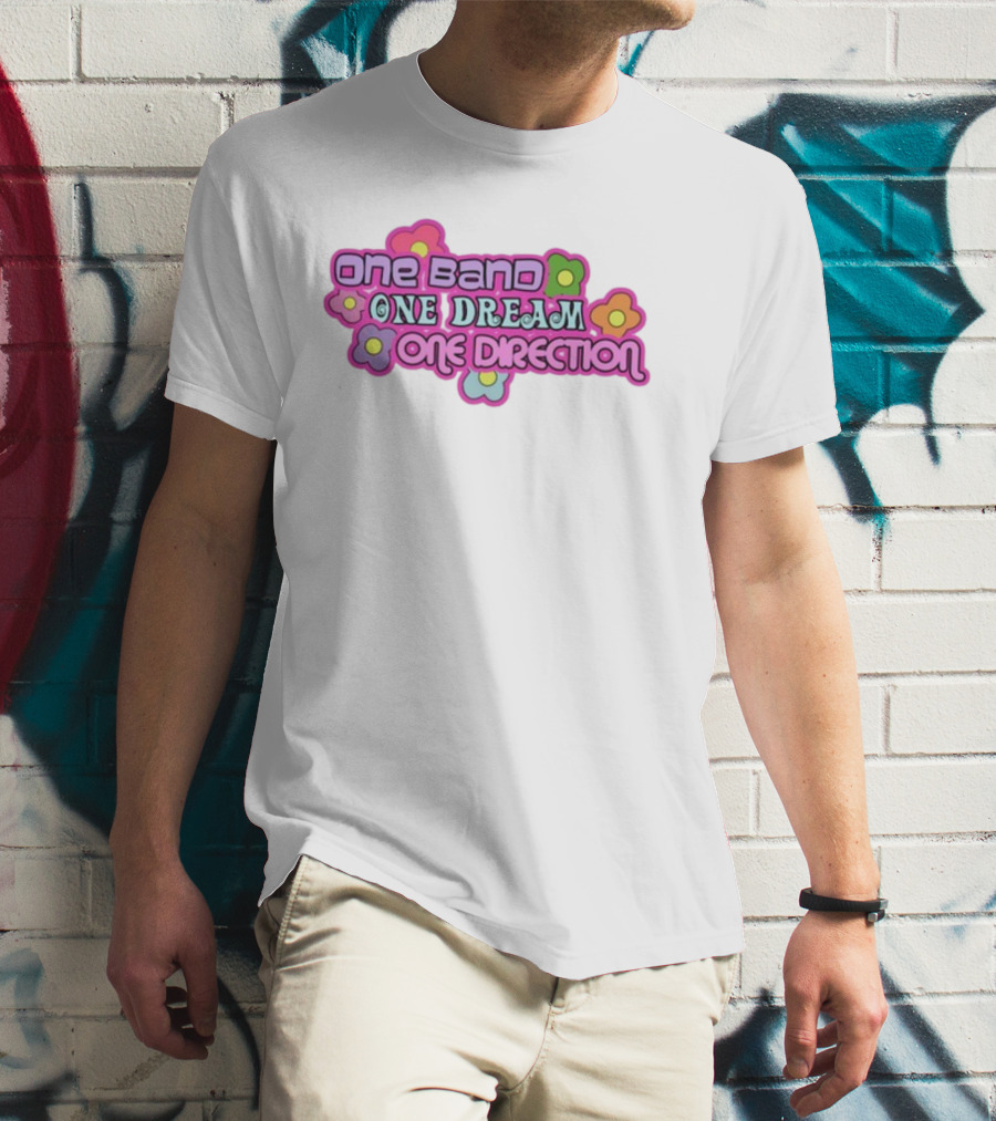 One Band One Dream One Direction Mustardyardpress Flowers T-Shirt