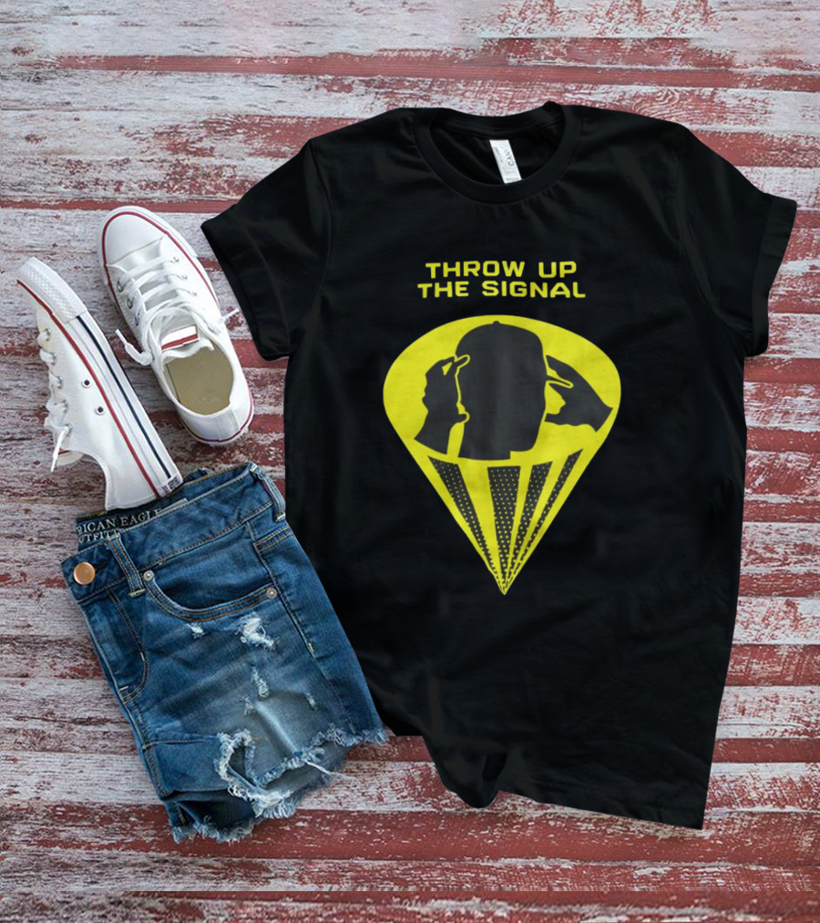 Trainboy100 Throw Up The Signal Iconic Head Silhouette With Light Beams T-Shirt