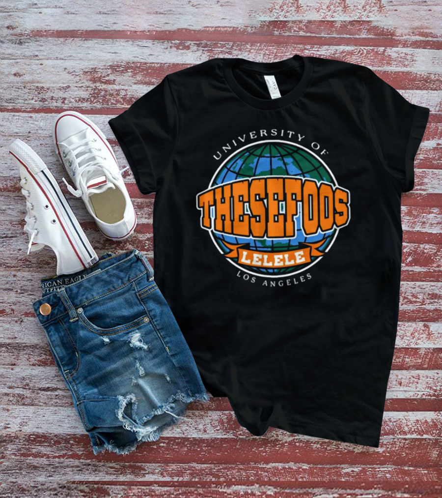 University Of These Foos Lelele Los Angeles Globe Orange T-Shirt