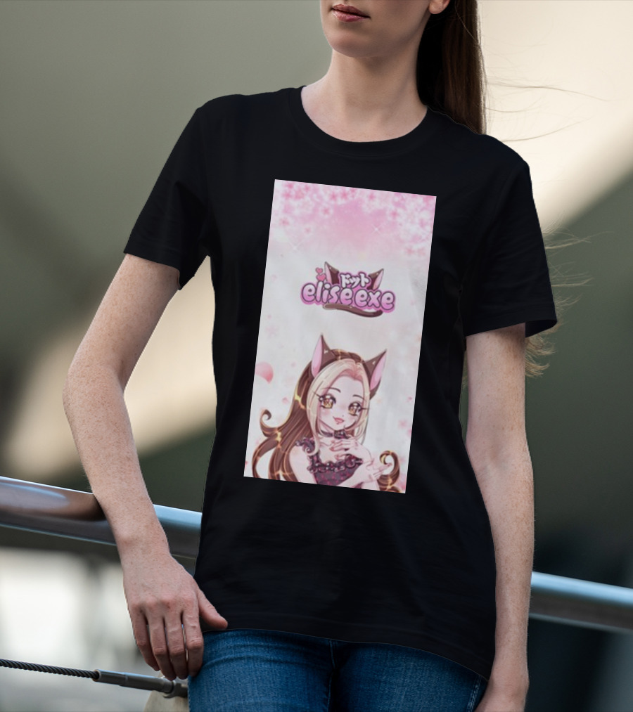 Elisedotexe Elise Exe Manga Character Aesthetic With Cat Ears And Sakura Blossoms T-Shirt