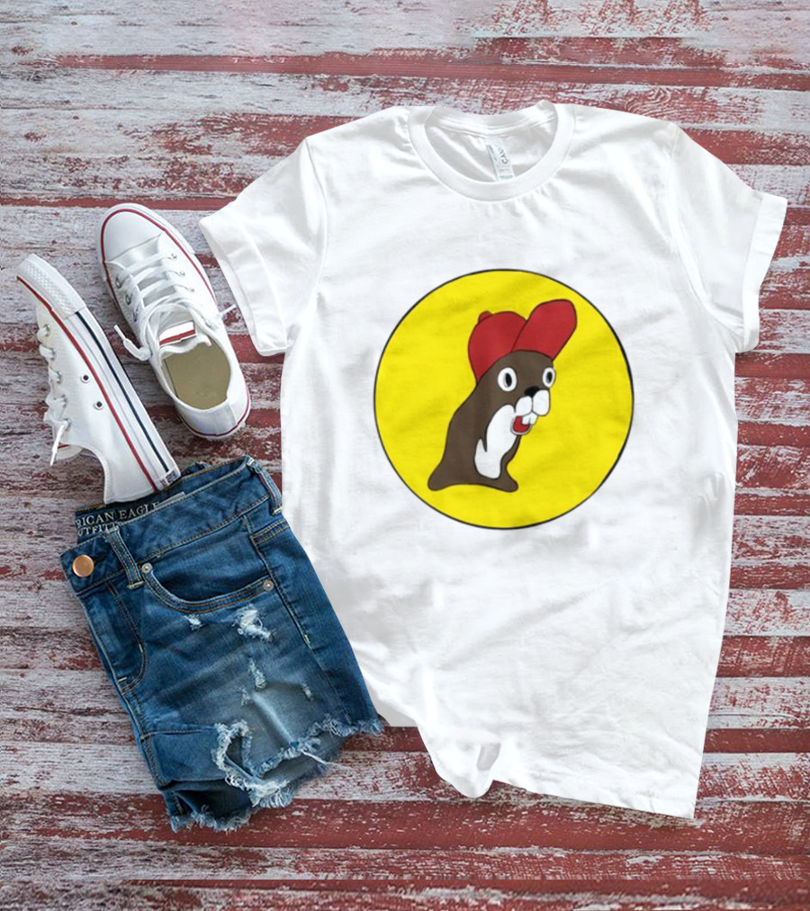 Baby Genius Beaver Red Cap Yellow Circle Buc-ee's Cup T-Shirt