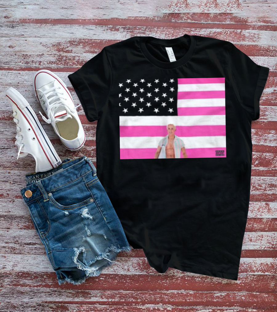 Ryan Gosling Pink Ish Tape American Flag Stars Explicit Content T-Shirt