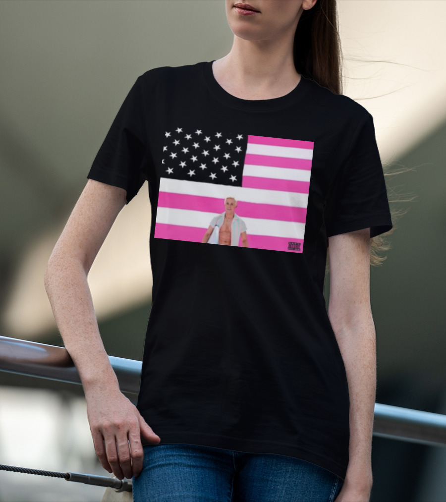 Ryan Gosling Pink Ish Tape American Flag Stars Explicit Content T-Shirt