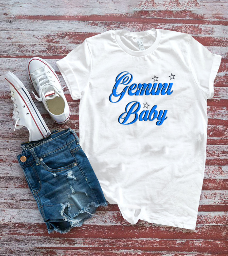 Beabadoobee Gemini Baby Blue Script With Stars T-Shirt