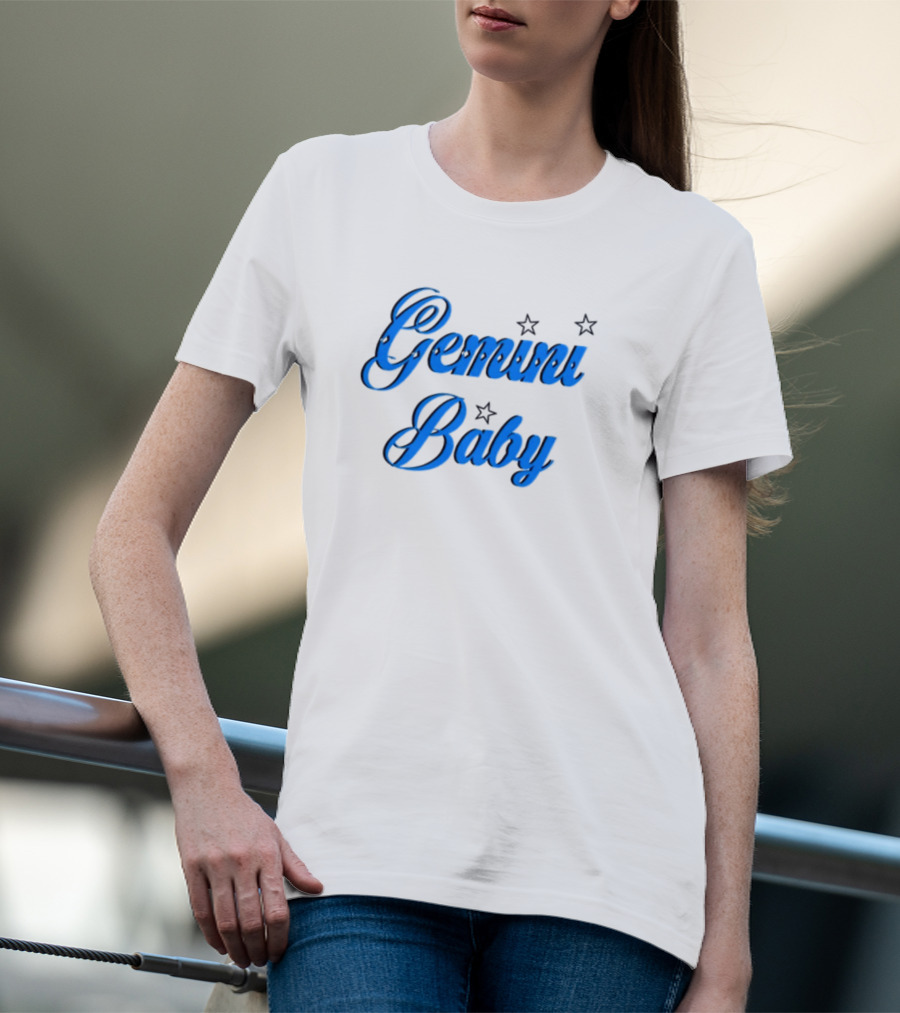 Beabadoobee Gemini Baby Blue Script With Stars T-Shirt
