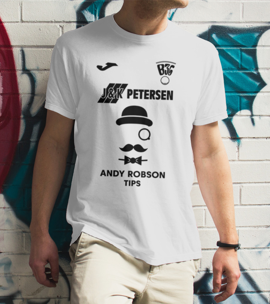 B36 J&K Petersen Andy Robson Tips Bowler Hat Mustache Monocle T-Shirt
