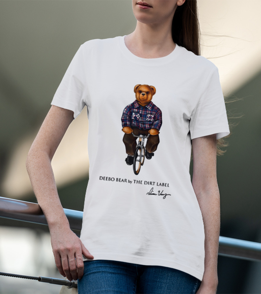Deebo Bear Biking Plaid Style By The Dirt Label T-Shirt