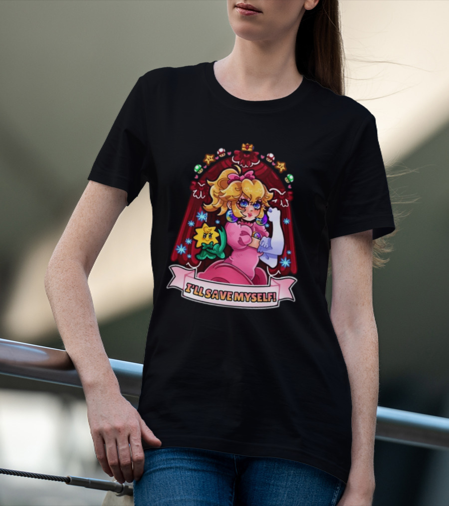 Jamealipuff I'll Save Myself Princess Parody With Flowers And Stars T-Shirt