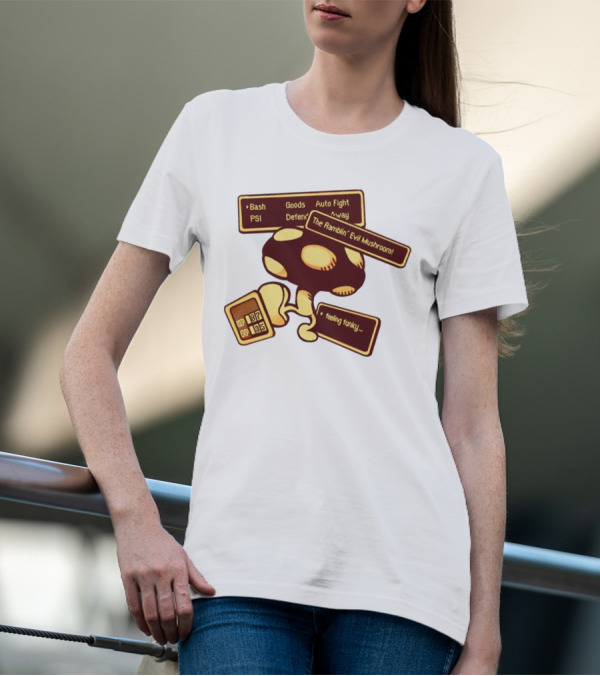 HP 187 PP 135 PSI Bash Goods Auto Fight Feeling Funky The Ramblin Evil Mushroom T-Shirt
