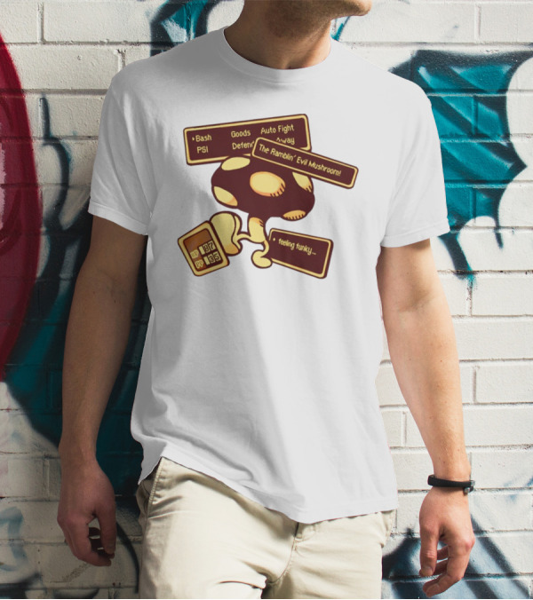 HP 187 PP 135 PSI Bash Goods Auto Fight Feeling Funky The Ramblin Evil Mushroom T-Shirt