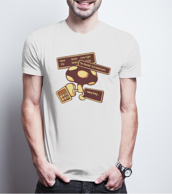HP 187 PP 135 PSI Bash Goods Auto Fight Feeling Funky The Ramblin Evil Mushroom T-Shirt