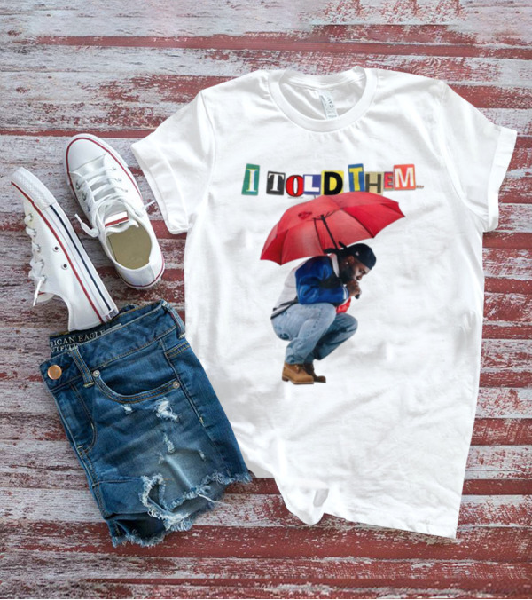 I Told Them Burna Boy Red Umbrella Crouching Pose T-Shirt