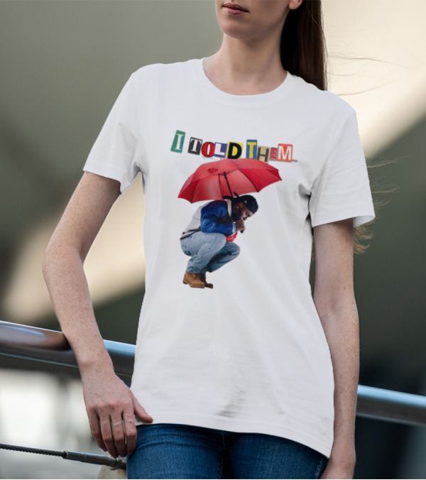 I Told Them Burna Boy Red Umbrella Crouching Pose T-Shirt