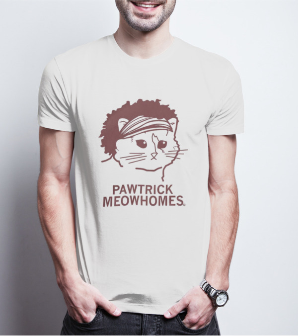 Pawtrick Meowhomes Cat With Headband And Afro T-Shirt