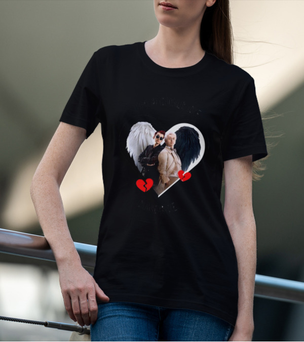 Azirasbraincell Good Omens I'm A Child Of Divorce Heart Wings Broken Heart T-Shirt