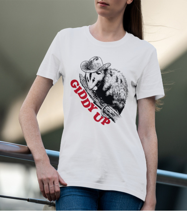 Giddy Up Cowboy Hat Opossum On Branch T-Shirt