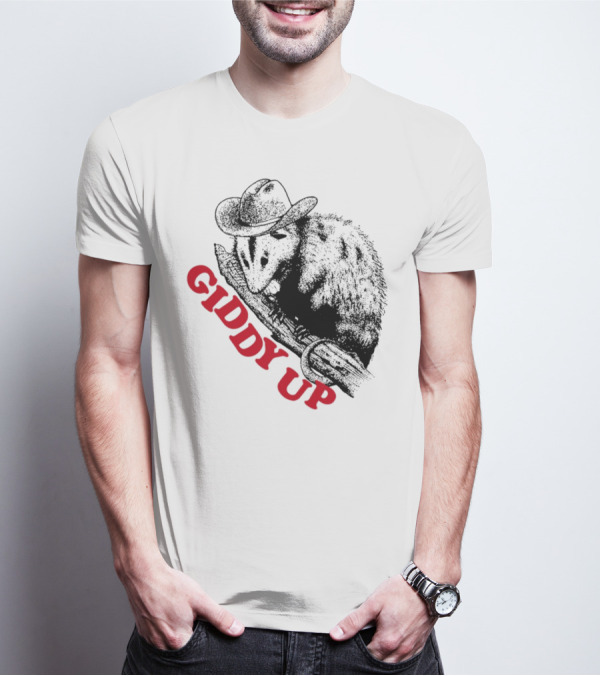 Giddy Up Cowboy Hat Opossum On Branch T-Shirt