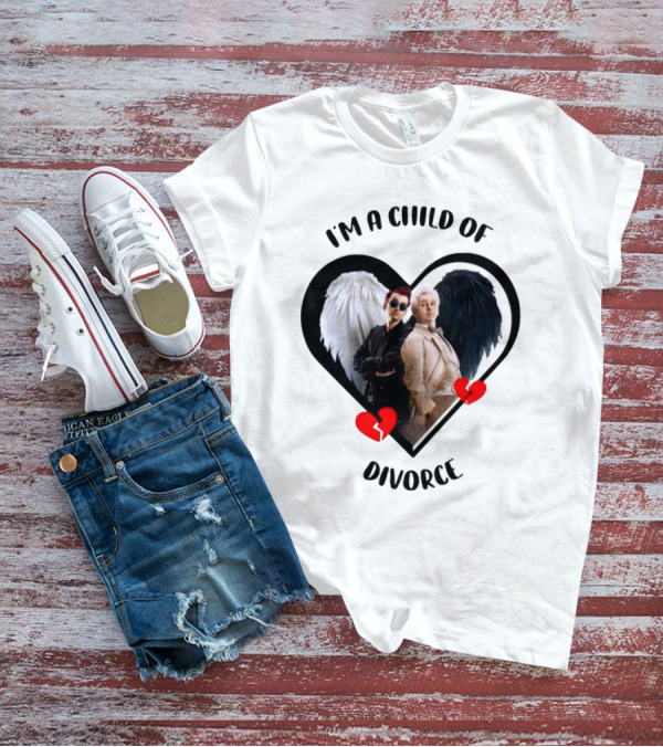 Good Omens I'm A Child Of Divorce Heart Broken Angel Wings T-Shirt