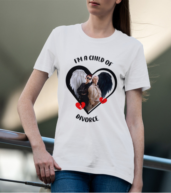 Good Omens I'm A Child Of Divorce Heart Broken Angel Wings T-Shirt