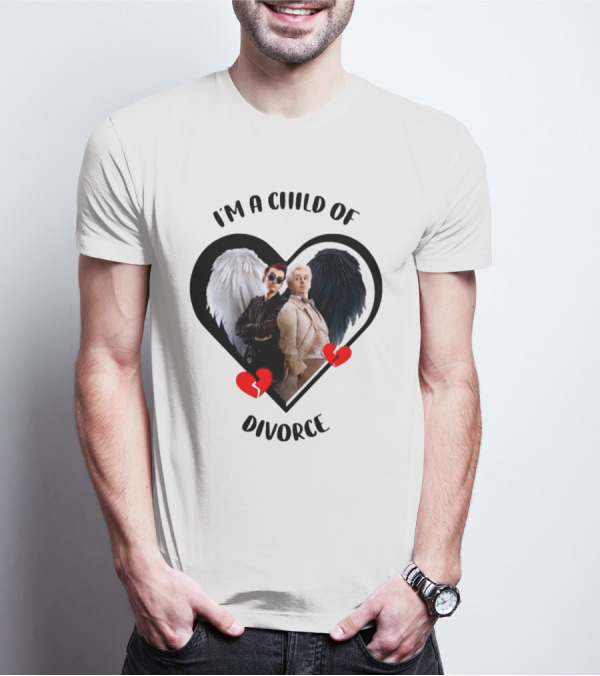 Good Omens I'm A Child Of Divorce Heart Broken Angel Wings T-Shirt