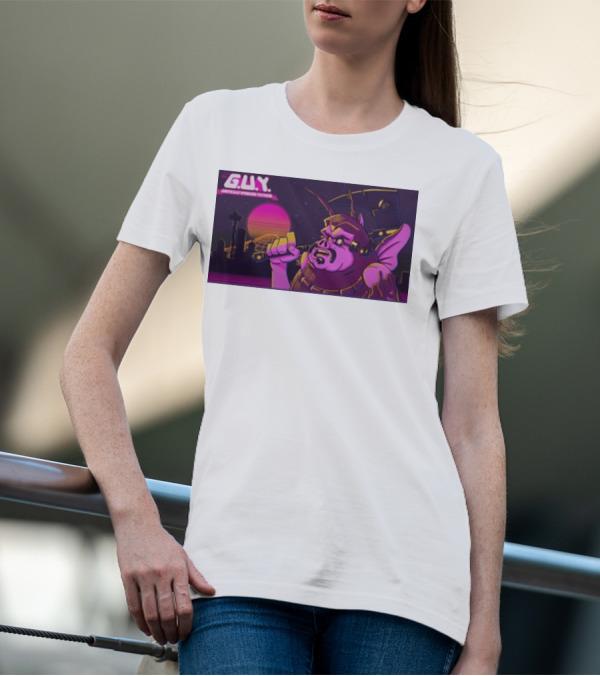 Gundamishere G.U.Y. Generically Upgraded New Retro Sci-Fi Neon T-Shirt