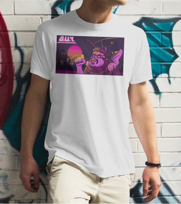 Gundamishere G.U.Y. Generically Upgraded New Retro Sci-Fi Neon T-Shirt