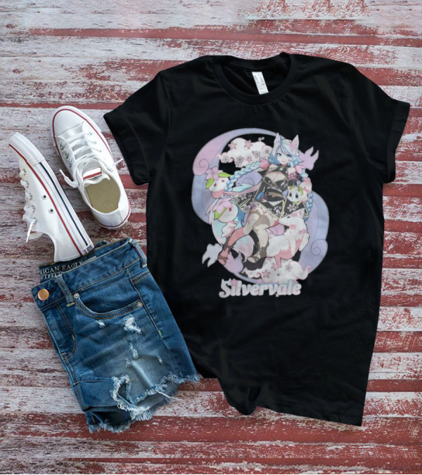 Silvervale Pastel Anime Fantasy Character With Floral Elements T-Shirt