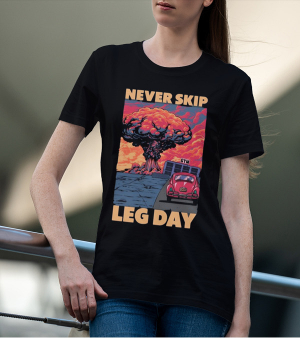 Raskolapparel Never Skip Leg Day Gym Explosion Retro Car T-Shirt