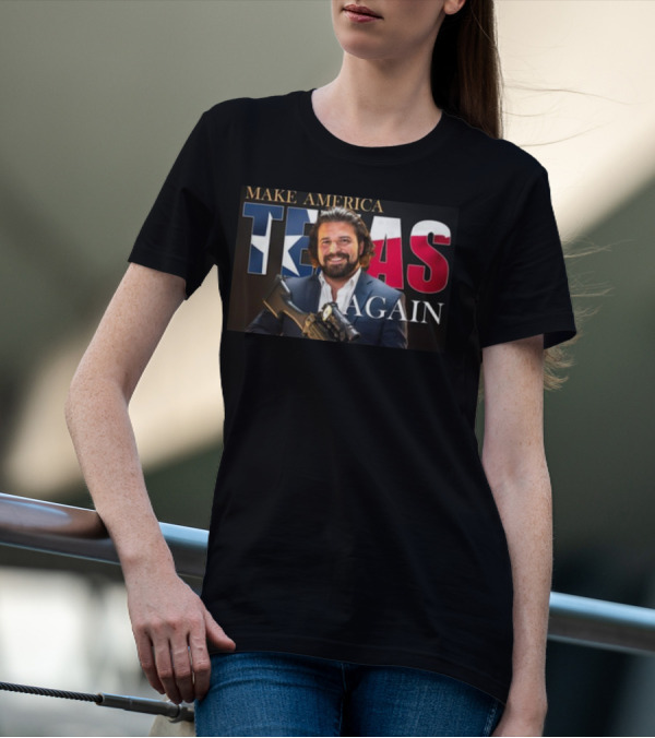 TheAKGuy Make America Texas Again Patriotic Man With Gun And Texas Flag T-Shirt