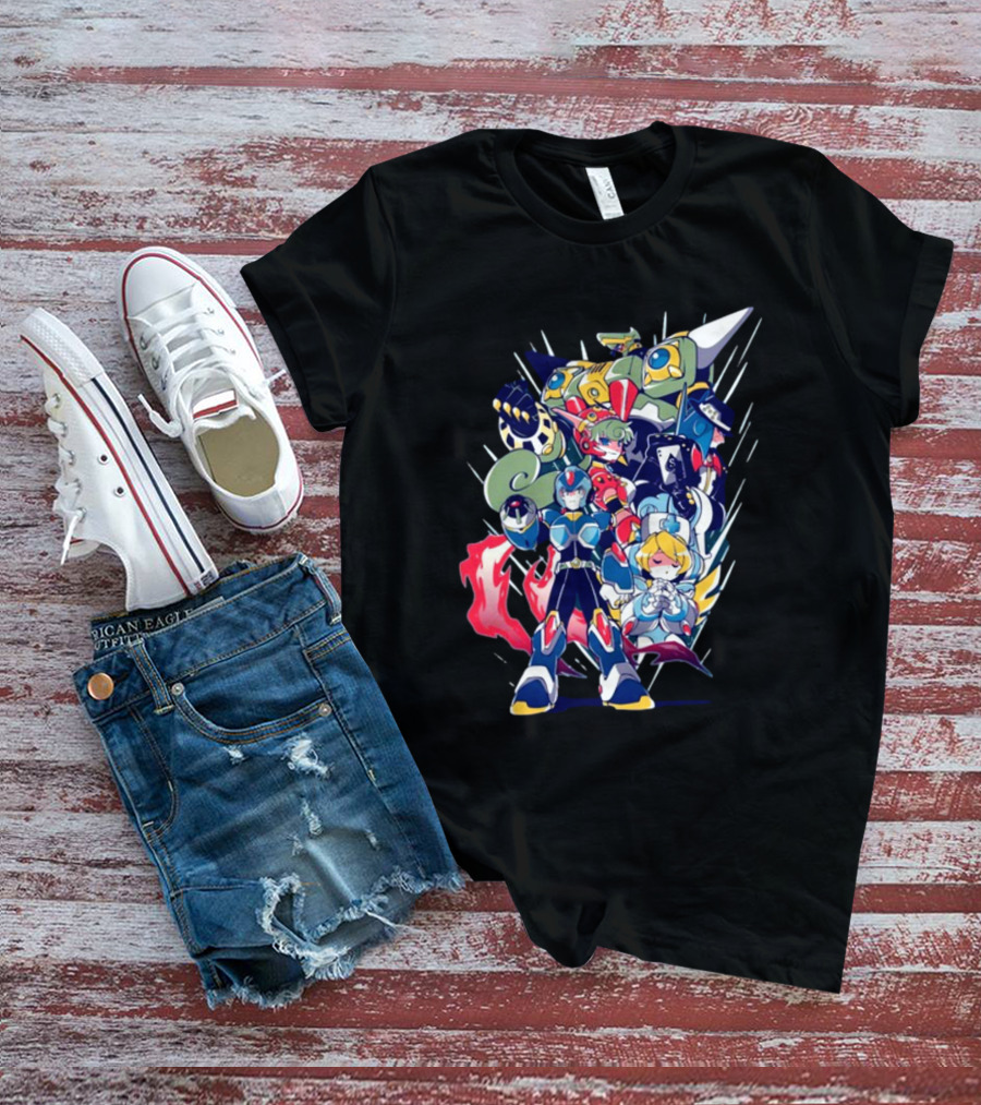 Mega Man X Armor With Maverick Bosses And Allies T-Shirt
