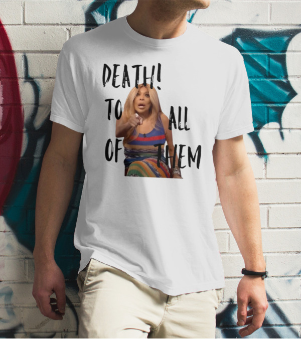 DEATH TO ALL OF THEM Pointing Woman In Colorful Dress T-Shirt