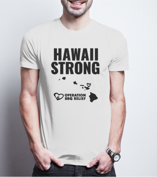 Hawaii Strong Operation BBQ Relief Map And Heart Icons T-Shirt