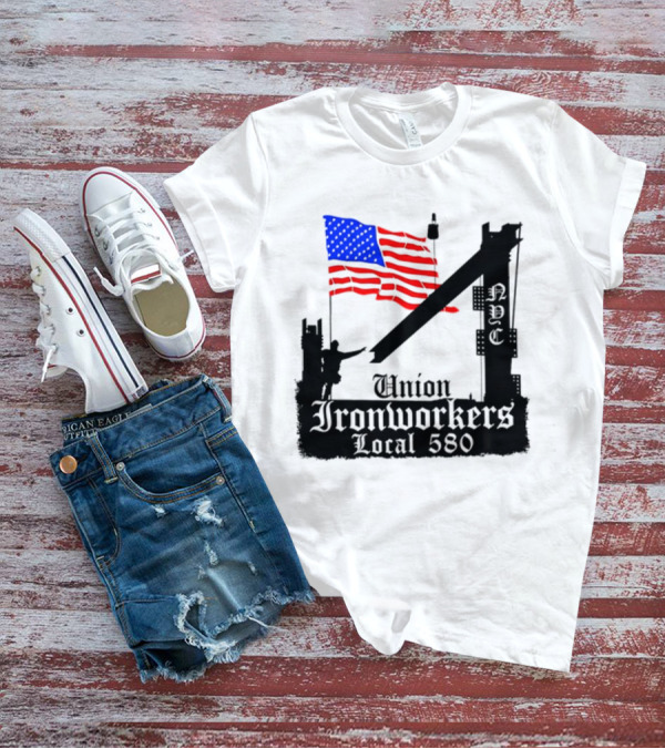 Union Ironworkers Local 580 NYC American Flag T-Shirt