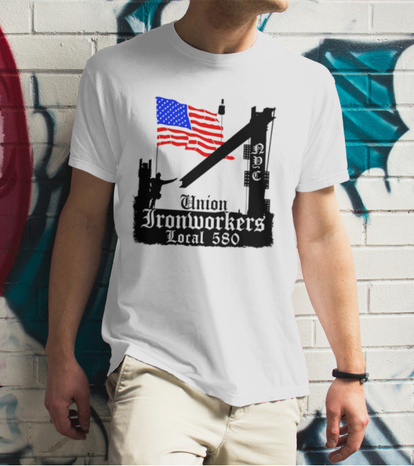 Union Ironworkers Local 580 NYC American Flag T-Shirt