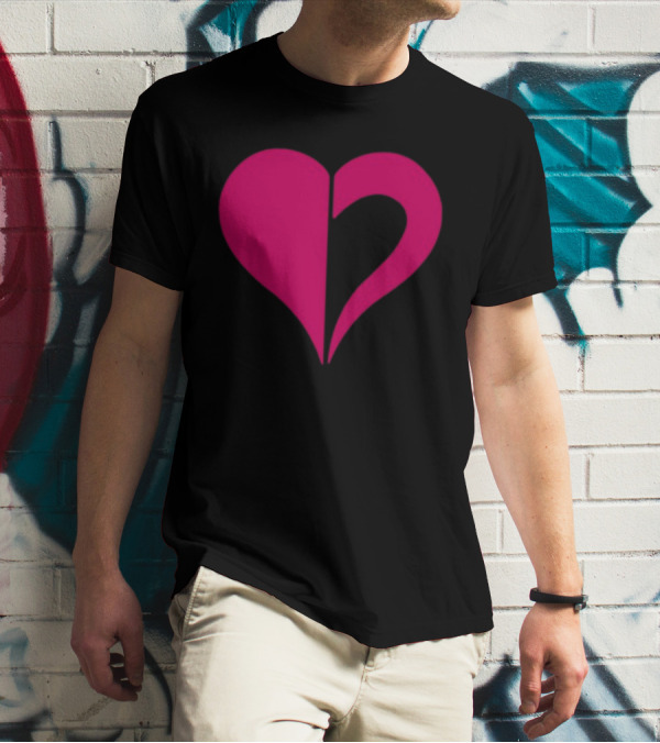 Hero Of Heart Symbol Red Half Heart Shape T-Shirt