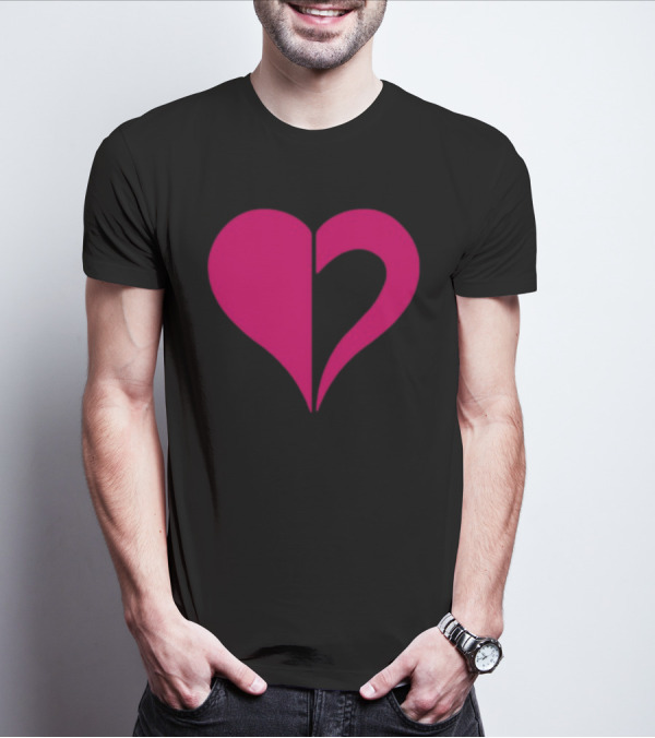Hero Of Heart Symbol Red Half Heart Shape T-Shirt